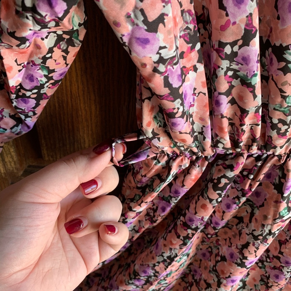 NWT Nasty Gal pink floral frilly faux wrap dress - Picture 13 of 16